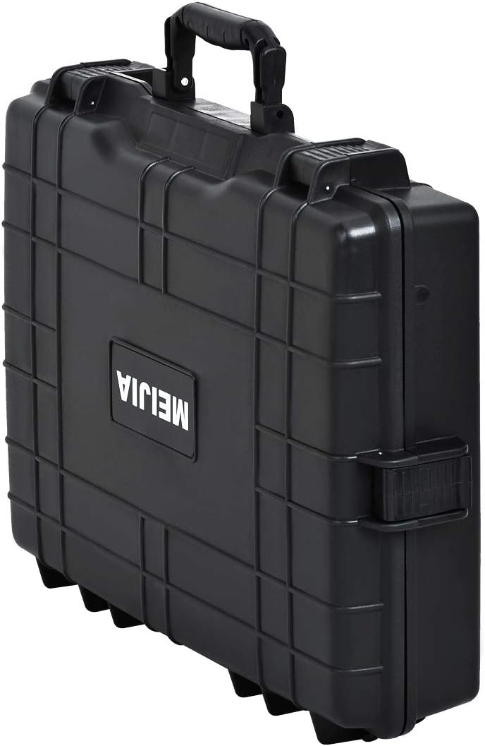 MEIJIA Portable Waterproof Protective Hard Case,Camera Case with Customizable Fit Foam Inserted, Elegant Black (9.17"x 7.56"x4.33")