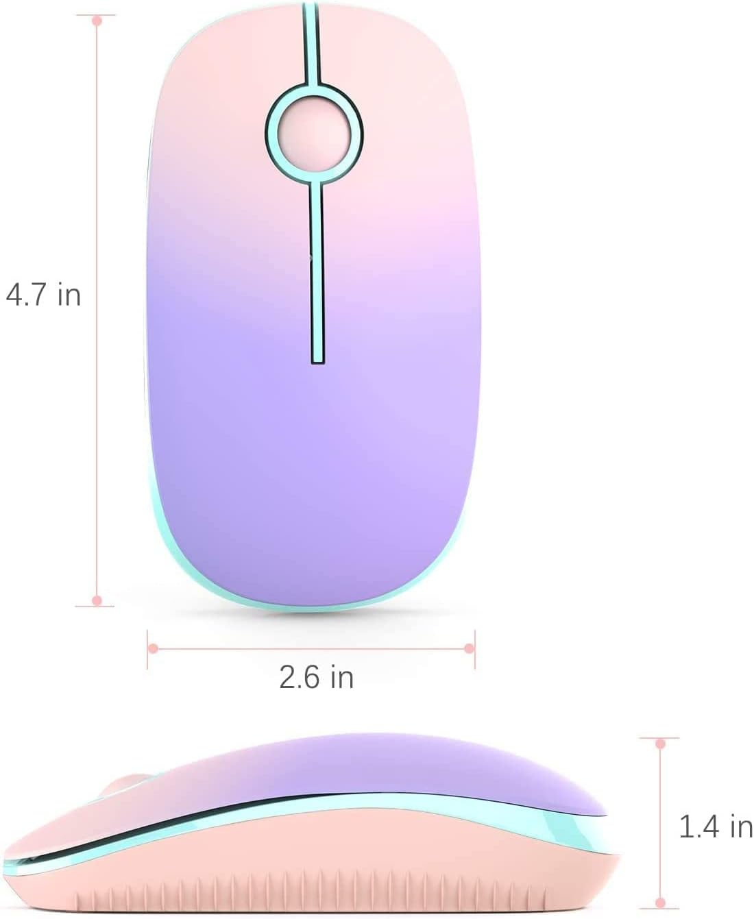 Wireless Mouse, Vssoplor 2.4G Slim Portable Computer Mice with Nano Receiver for Notebook, PC, Laptop, Computer (Sapphire Blue)