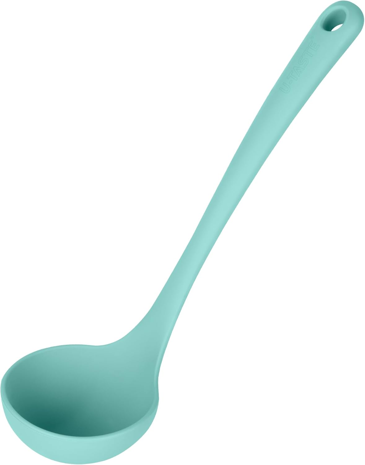 13 inch Silicone Soup Ladle: U-Taste 600ºF Heat Resistant 4 oz Large Non-Stick Seamless Rubber Kitchen Deep Serving Spoon with Non-Slip Solid Long Handle for Cooking Sauce/Stews/Gravies/Chili(Purple)