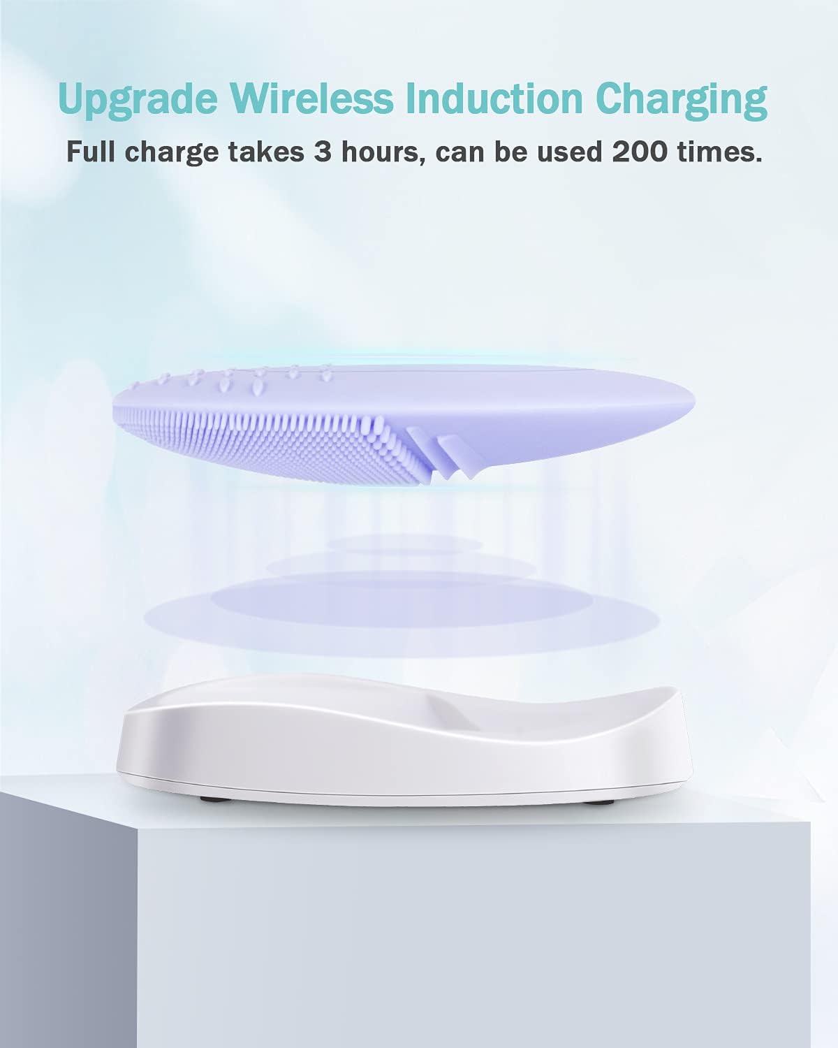 EZBASICS Sonic Facial Cleansing Brush Made with Ultra Hygienic Soft Silicone, Waterproof Sonic Vibrating Face Brush for Deep Cleansing, Gentle Exfoliating and Massaging, Inductive Charging Blue