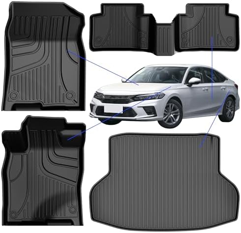 AOMSAZTO Floor Mats & Trunk Mat for 2024 2025 Chevy Equinox EV (Non Fuel),TPE All Weather Protection 2 Rows Car Floor Liners with Cargo Liner for Chevrolet Equinox EV (Non Fuel)