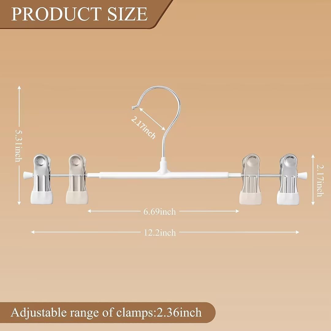 14Inch Black Pants Hangers with Clips 10 Pack Adjustable Skirt Hangers for Women Non-Slip Trousers Hanger for Jeans Clothes Hangers for Pants Heavy Duty Space Saving Shorts Hangers