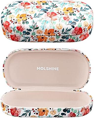 molshine Hard Shell Leather Sunglasses Case,Classic Large Glasses Case for Women Men,Sunglass Eyeglasses