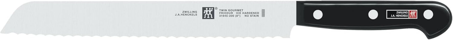 ZWILLING Gourmet 7-Piece Self Sharpening Block Set | Set Contains : 4" Paring | 6" Utility | 5" Tomato/Utility | 8" Bread | 8" Chef | Twin L Multi-Purpose Scissors