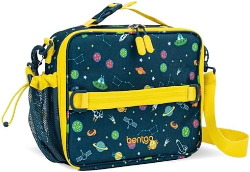 Bentgo® Kids Lunch Bag - Durable, Double Insulated, Water-Resistant Fabric, Interior & Exterior Zippered Pockets, Water Bottle Holder - Ideal for Children 3+ (Shark)