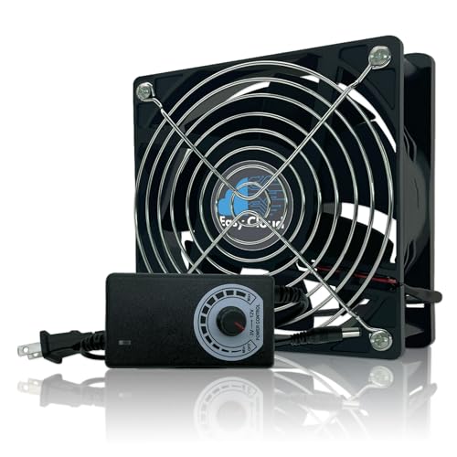 120mm Case Fan with Variable Speed Controller 3V to 12V, Axial Computer Fan with AC Plug 110V 120V 220V, Quiet Brushless USB Fan for PC Computer Cooling Biltong Box Cabinet Receiver Xbox DVR, 2 Pack