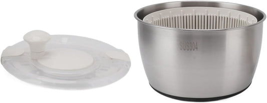 Stainless Steel Salad Spinner - Large Capacity Vegetable and Fruit Washer, Lettuce Dryer, Drip Basket, Multifunctional Kitchen Tool