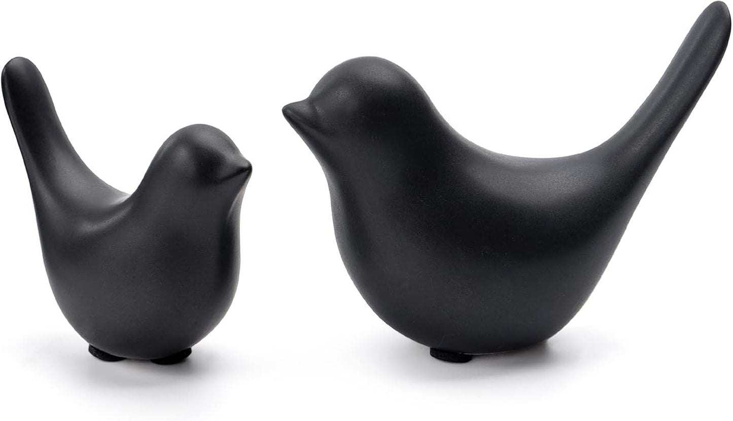 Notakia Small Birds Statues Pink Home Decor Modern Style Decorative Ornaments for Living Room, Bedroom, Office Desktop, Cabinets (Black 2Pcs)