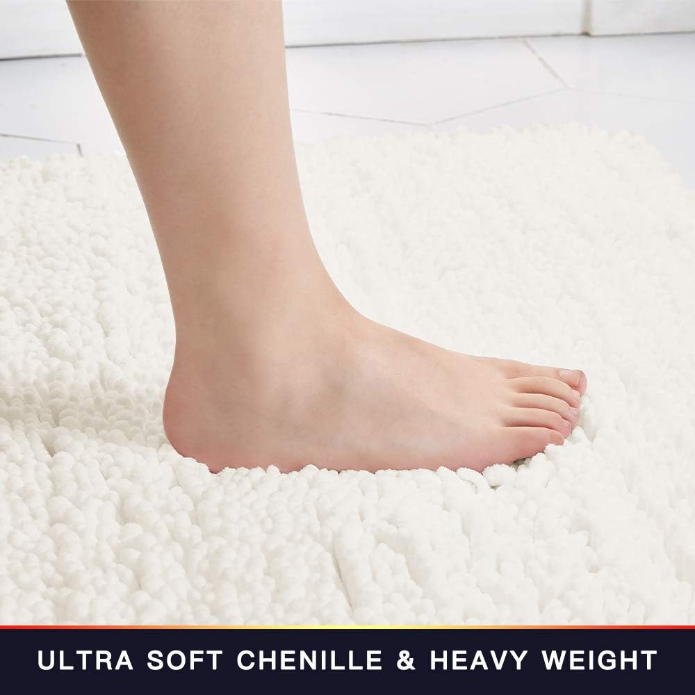 Walensee Bathroom Rug Non Slip Bath Mat (24x17 Inch Blush) Water Absorbent Super Soft Shaggy Chenille Machine Washable Dry Extra Thick Perfect Absorbant Best Small Plush Carpet for Shower Floor
