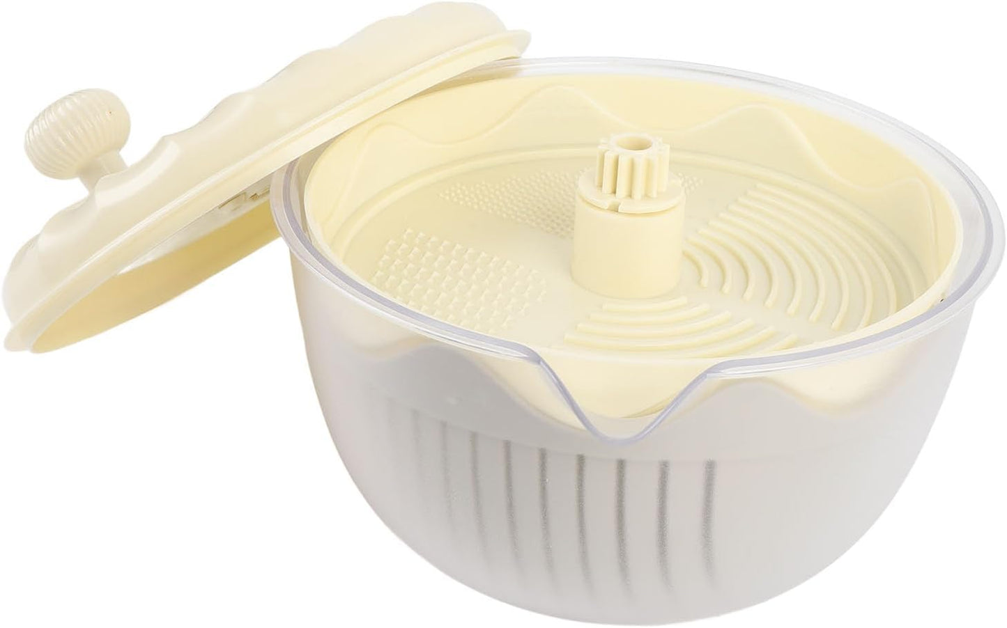 Yosoo Salad Spinner Efficient Multifunctional Vegetable Washer and Salad Chopper for Home Kitchen (Beige)