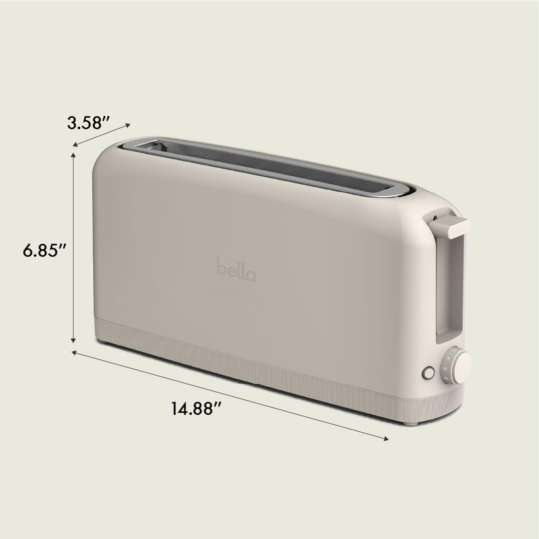 bella 2 Slice Slim Toaster, Fits-anywhere™ Kitchenware, 6 Setting Shade Control with Reheat & Cancel Buttons, Fits sourdough, 10” Long Slot, Anti Jam & Auto Shutoff, 900 Watt, Surf