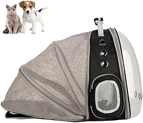 Cat Backpack Carrier Pet Dog Expandable Carriers Bag with Space Capsule Clear Bubble Window for Kitten Small Puppy and Bunny Cats Travel Hiking Walking Outdoor Use