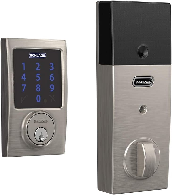 Schlage BE469ZP CEN 622 Connect Smart Deadbolt with Alarm with Century Trim in Matte Black, Z-Wave Plus Enabled