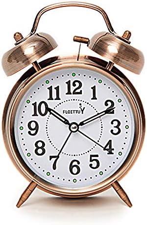 FLOITTUY (Loud Alarm for Deep Sleepers) 4'' Twin Bell Alarm Clock with Backlight for Bedroom and Home Decoration(Black)