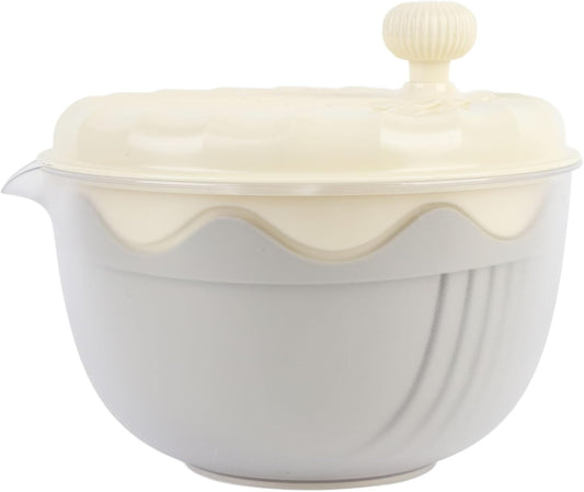 Salad Spinner, Efficient Lettuce Spinner Vegetables Fruits Wash Bowl Quick Drying Multifunctional Green Salad Dryer for Washing and Draining Greens, Fruits (Beige)