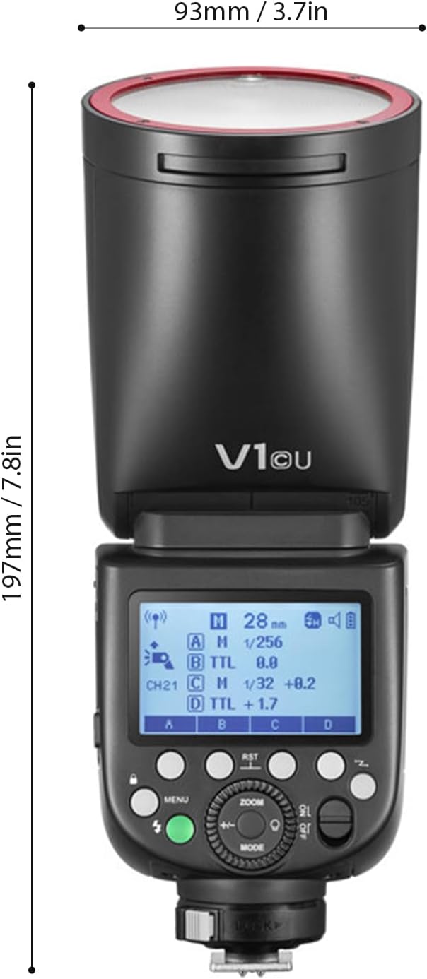 GODOX V1Pro-C 2.4G Wireless Camera Flash Speedlite with Detachable Sub Flash 1/8000s HSS 1.3s Recycle Time M/TTL Flash Mode 10 Levels Brightness Type-c Powered Compatible with Canon EOS Cameras