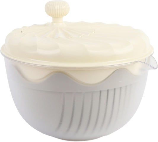 Salad Spinner Efficient Multifunctional Vegetable Washer Chopper Home (Beige) - PuriLite