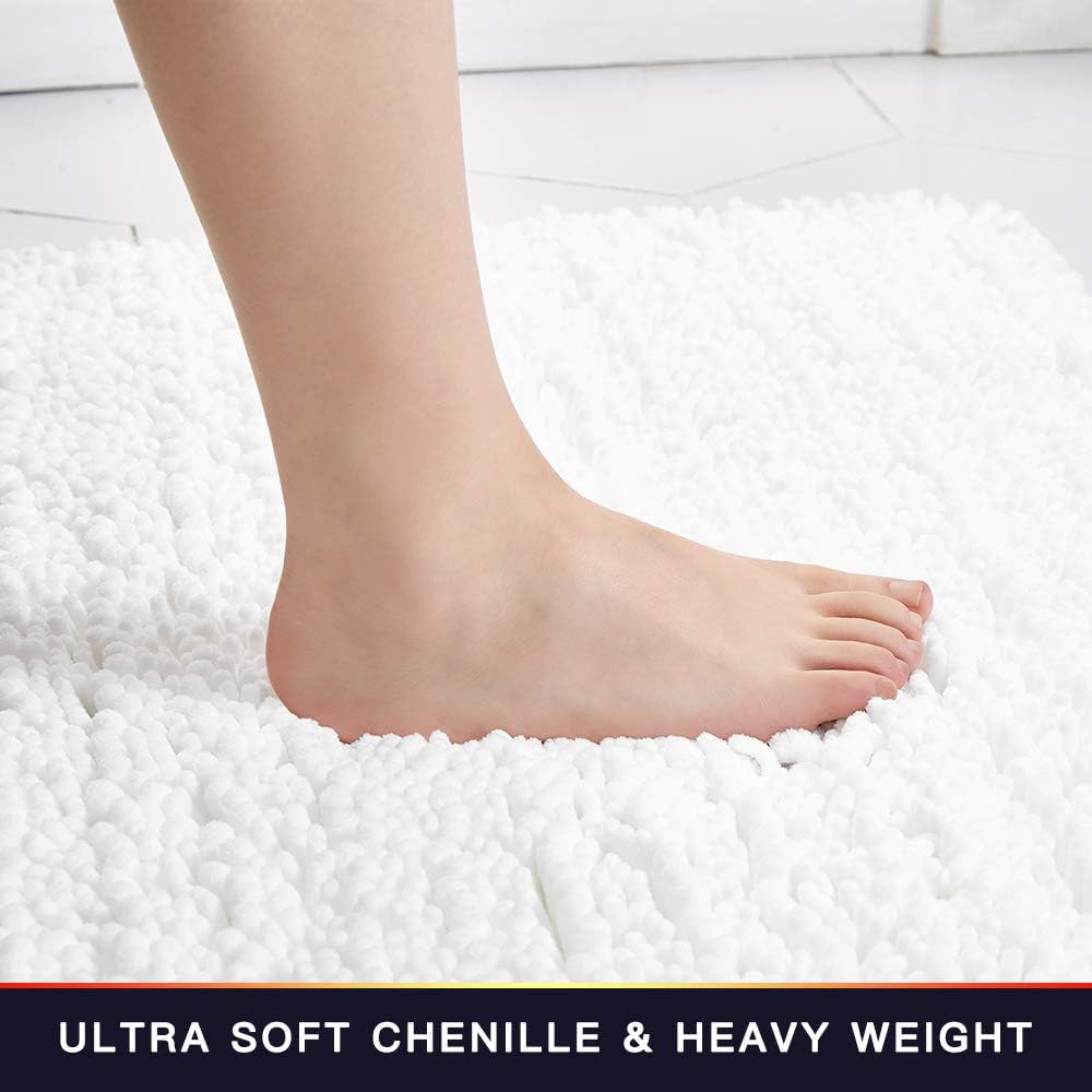 Walensee Bathroom Rug Non Slip Bath Mat (24x17 Inch Blush) Water Absorbent Super Soft Shaggy Chenille Machine Washable Dry Extra Thick Perfect Absorbant Best Small Plush Carpet for Shower Floor