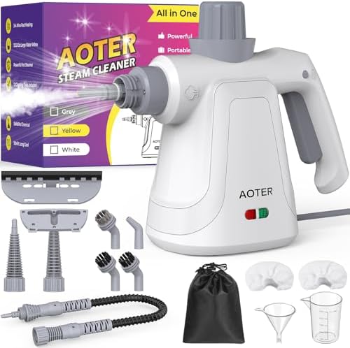 AOTER Pressurized Handheld Steam Cleaner, Portable Steam Cleaner Multipurpose for Home, Multi-Surface Steam Cleaner for Tile, Grout, Windows, Bathroom, Kitchen, Car Cleaning, with 12pcs Accessories