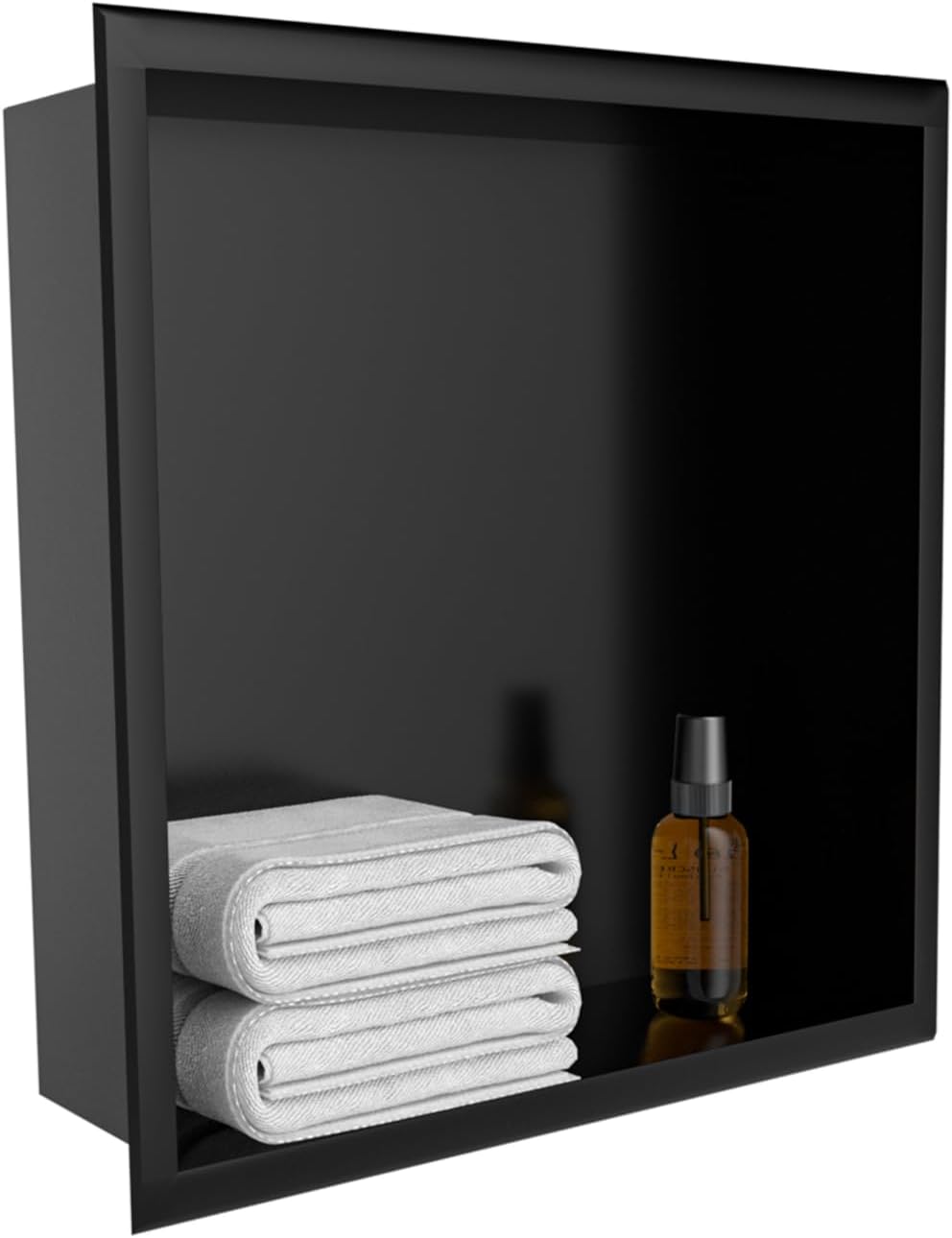 BLYLUND Shower Niche 12" x 24" NO Tile Needed,Matte Black Double Shelf Organizer, Square Corners Wall-Inserted Niche Recessed Shower Shelf Modern Soap Niche for Bathroom