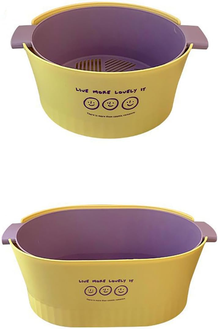 Kitchen Washbas Food Strainer Drain Basket Rotating Drainer Double-Layer Basin Vegetable Fruit Washing Strainer