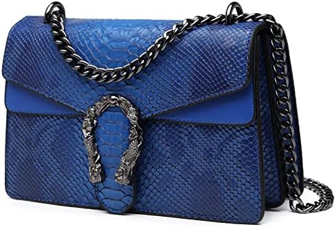 MYHOZEE Crossbody Bags for Women - Snake Printed Clutch Purses Leather Chain Shoulder Bags Evening Handbags