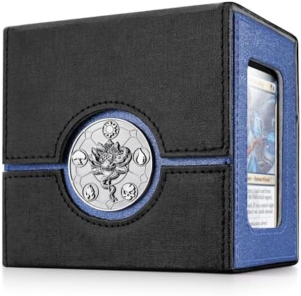 Kabinka Commander Deck Box for MTG with Metal Emblem, Card Deck Box with Dice Tray, Hold 100 Double-Sleeved Cards for TCG/PTCG, Cards Storage Case, 35PT Magnetic Card Holder (Black& Purple, Lotus)
