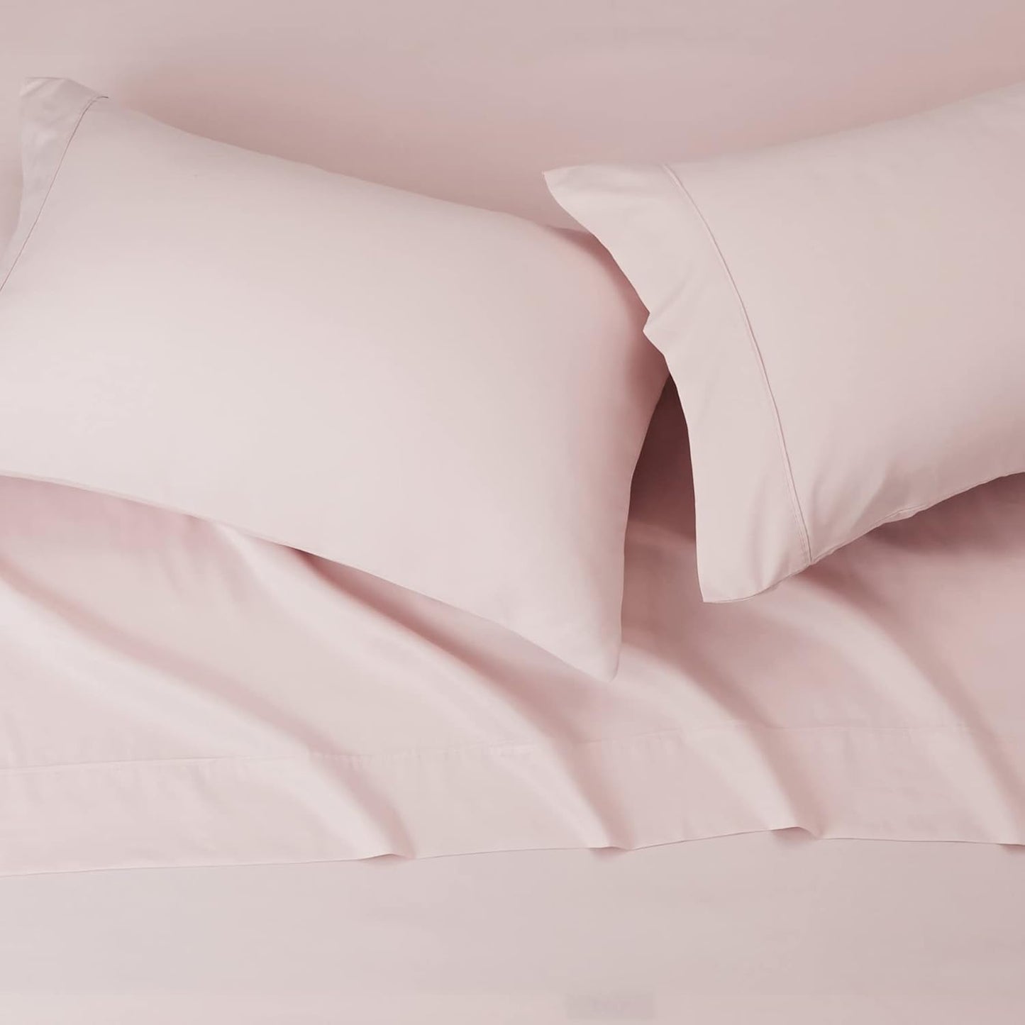 Amazon Basics Lightweight, Breathable Microfiber 4-Piece Bed Sheet Set with 14-Inch Deep Pockets, Full, Blush Pink, Solid