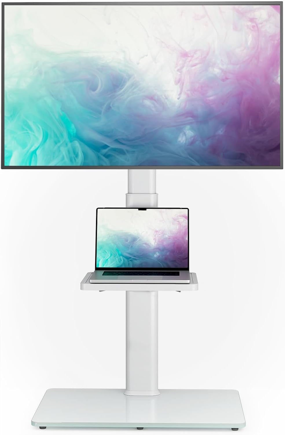 Universal Floor TV Stand with Mount 80 Degree Swivel Height Adjustable and Space Saving Design for Most 27 to 65 inch LCD, LED OLED TVs, Perfect for Corner & Bedroom AX1006TB