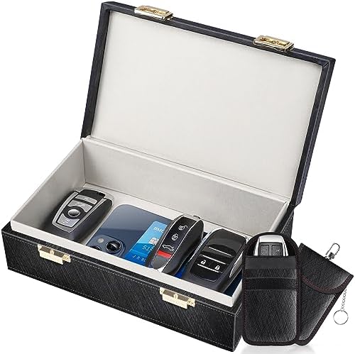 Samfolk Faraday Box with Faraday Pouchs, Faraday Box for Car Keys,RFID Key Fob Protector Anti-Theft Key Fob Box, Anti-Theft Cages for Car Keys, Phone and Credit Card
