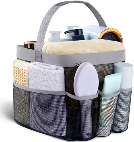 Attmu Mesh Shower Caddy Portable for College Dorm Room Essentials with 8 Pockets, Hanging Shower Caddy Basket Tote Bag Toiletry Accessories for Bathroom