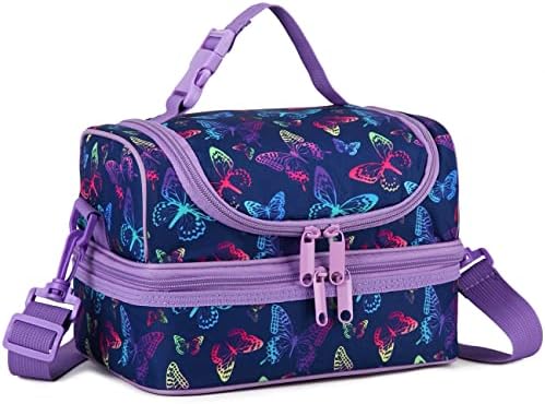 VASCHY Lunch Box Bag Men, Insulated Two Compartments Bento Cooler Bags for Adults/Women/Kids for School,Daycare,Kindergarten,Picnic Black