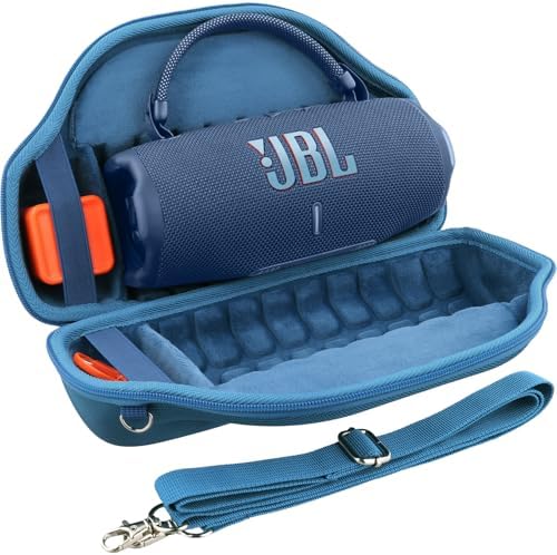 co2CREA Case for JBL Charge 6 Waterproof Portable Bluetooth Speaker, Hard Travel Case with Detachable Shoulder Strap (White Case)