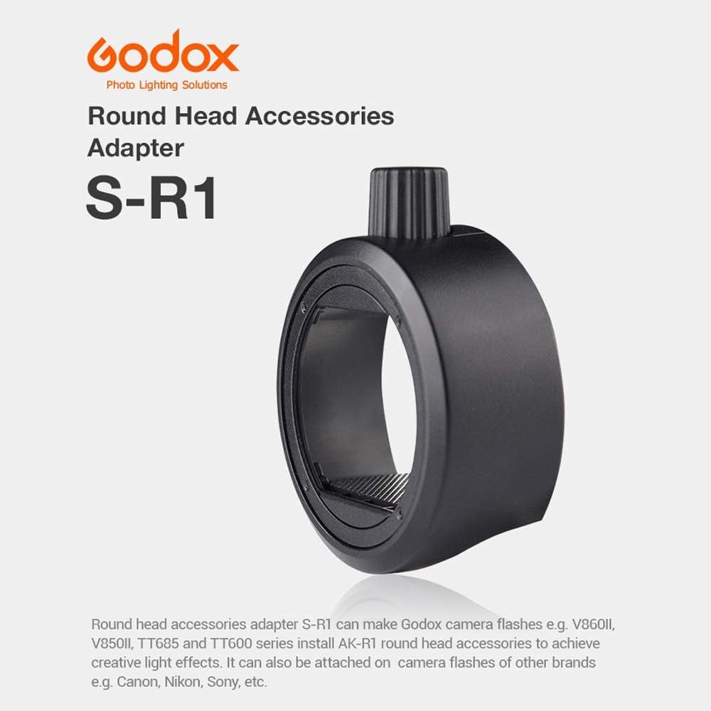 Godox S-R1 Adapter with AK-R1 Round Head Accessories Compatible for Yongnuo Canon Nikon Sony Camera Flash Speedlight and Godox TT685 V860II V350 TT600 TT350 V850II