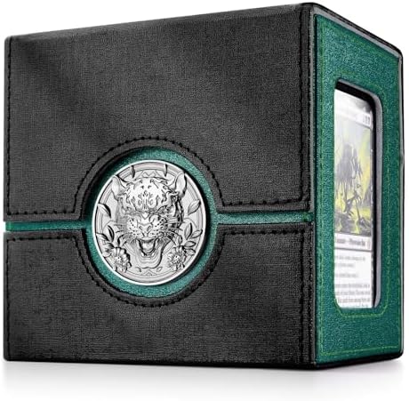 Kabinka Commander Deck Box for MTG with Metal Emblem, Card Deck Box with Dice Tray, Hold 100 Double-Sleeved Cards for TCG/PTCG, Cards Storage Case, 35PT Magnetic Card Holder (Black& Purple, Lotus)