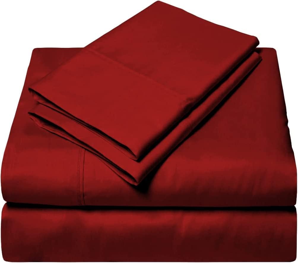 Linen Sheets 100% Egyptian Cotton- Twin-XL Sheet Set 4 Piece- 1000 Thread Count- Fits Upto 18" Deep Pocket- Long Staple Cotton Bedding, Sateen Weave-Light Blue Solid