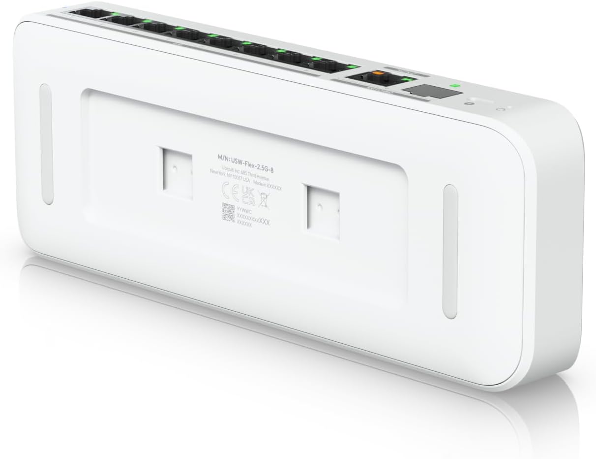Ubiquiti Networks USW-Flex-2.5G-8 UniFi Switch Flex 2.5G (8 x 2.5 GbE ports, 1 x 10 GbE PoE+ input/SFP+ combo, Plastic case, Compatible with Desktop, Laptop, Server, IP Camera, Printer)