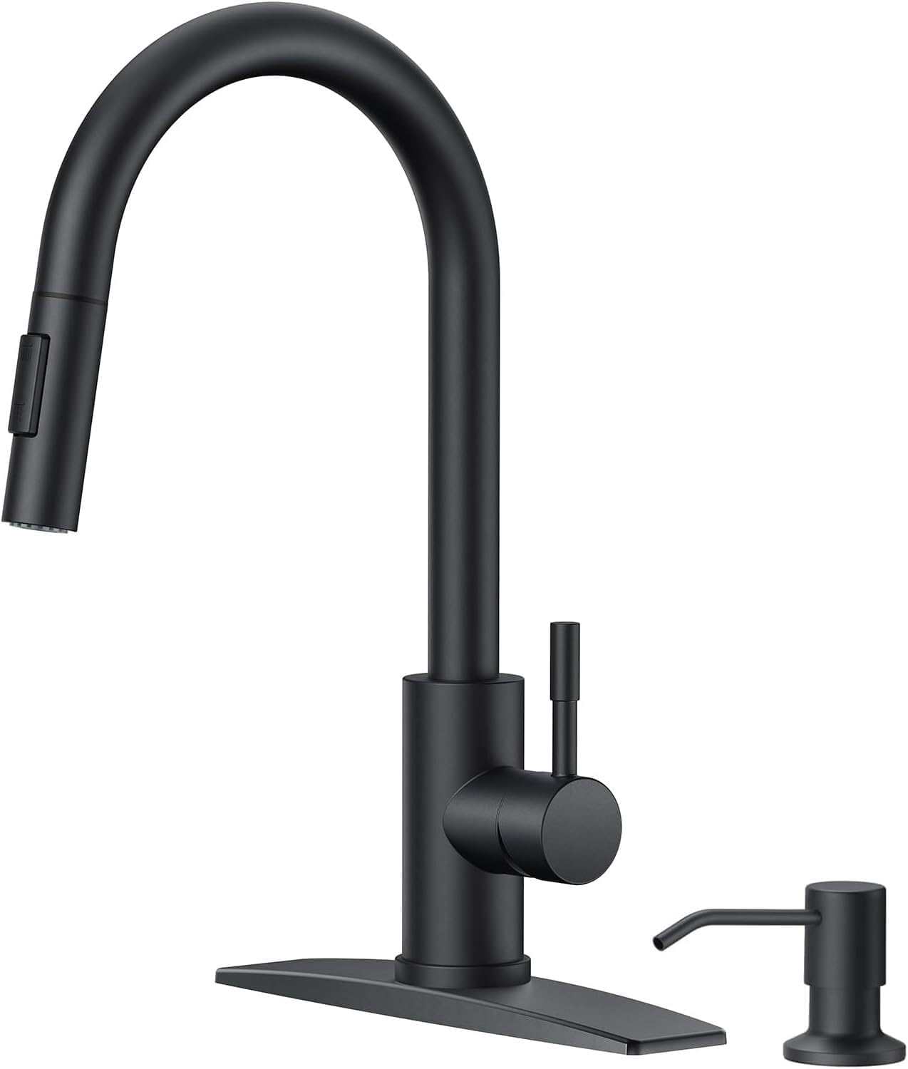 FORIOUS Kitchen Faucet with Pull Down Sprayer, Stainless Steel Single Handle Classic Sink Faucet 1 Or 3 Hole, Dual Function Faucet for Farmhouse, Camper, Laundry, Rv, Bar, Mattle Black