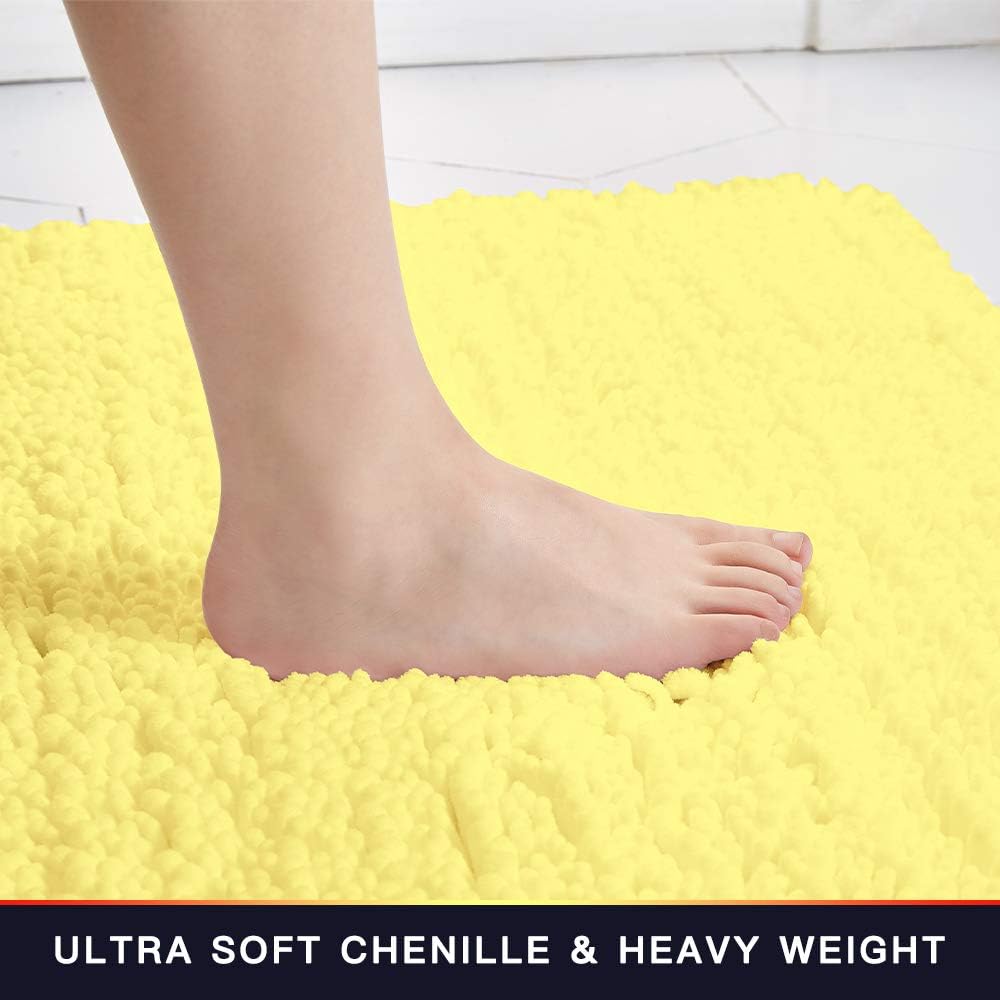 Walensee Bathroom Rug Non Slip Bath Mat (24x17 Inch Blush) Water Absorbent Super Soft Shaggy Chenille Machine Washable Dry Extra Thick Perfect Absorbant Best Small Plush Carpet for Shower Floor