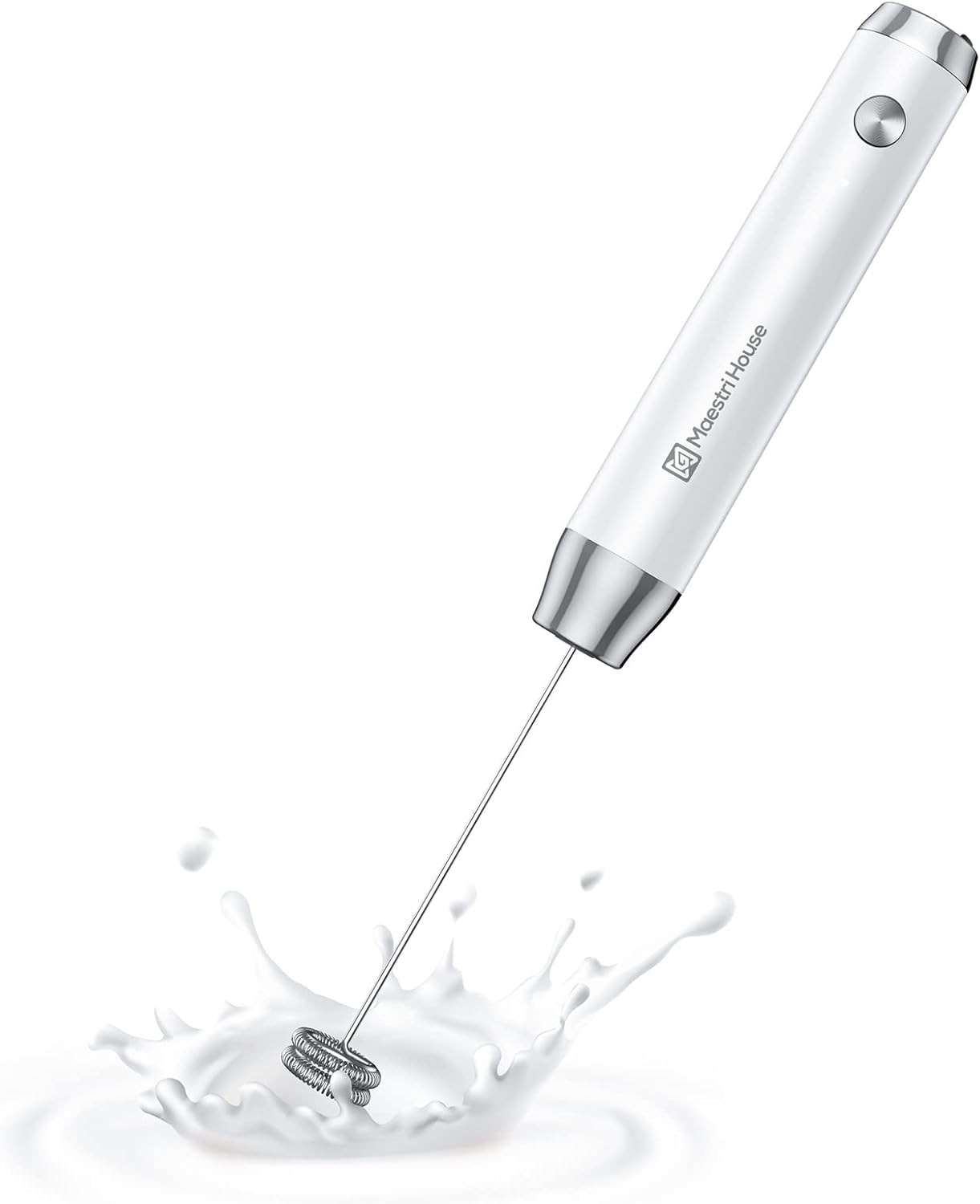 Maestri House Rechargeable Milk Frother, Handheld Electric Foam Maker Waterproof Detachable Stainless Steel Whisk Drink Mixer Foamer for Lattes, Cappuccino, No Stand (Black),LunaFro NS