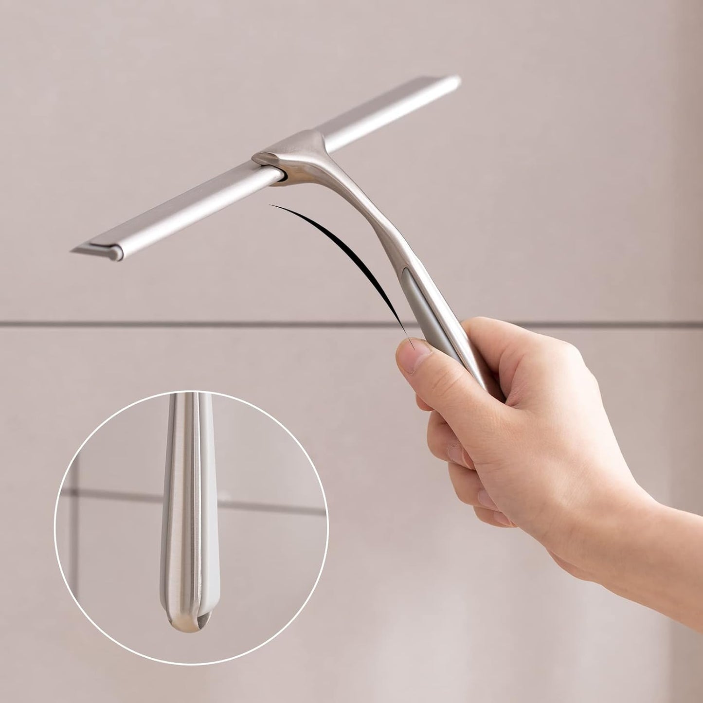 Ettori Shower Squeegee for Glass Doors, Squeegee for Shower Glass Door, Window and Car Glass, Mirrors - All-Purpose Stainless Steel Squeegee, 10 Inches and Black
