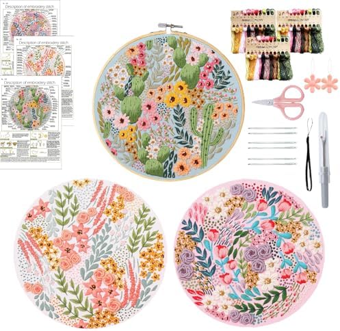 Purilite Select 3-Sets Flower Embroidery Kit