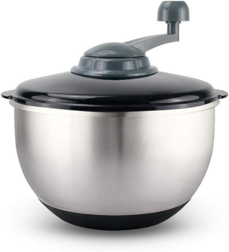 Salad Spinner, Stainless Steel Salad Vegetable Dehydration,Large Capacity Salad Dryer,Household Rotary Kitchen Washing Vegetable and Fruit Water Spinner-A
