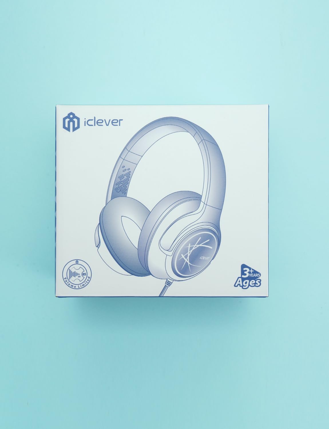 iClever Kids Headphones with Cord, 85dBA Safe Volume Wired Headphones for Kids, Stereo Sound Foldable Adjustable, 3.5mm Jack, Over Ear for School/Boys/Girls/iPad/Tablet/Travel, Blue