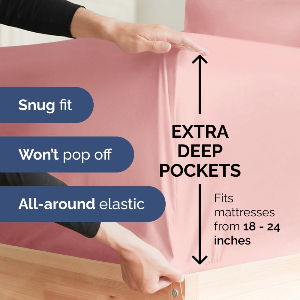 Extra Deep Queen Sheet Set - 6 Piece Breathable & Cooling Sheets - Hotel Luxury Bed Sheets Set - Easy & Secure Fit - Soft, Wrinkle Free & Comfy Sheets Set - White Sheet Set w/Extra Deep Pockets