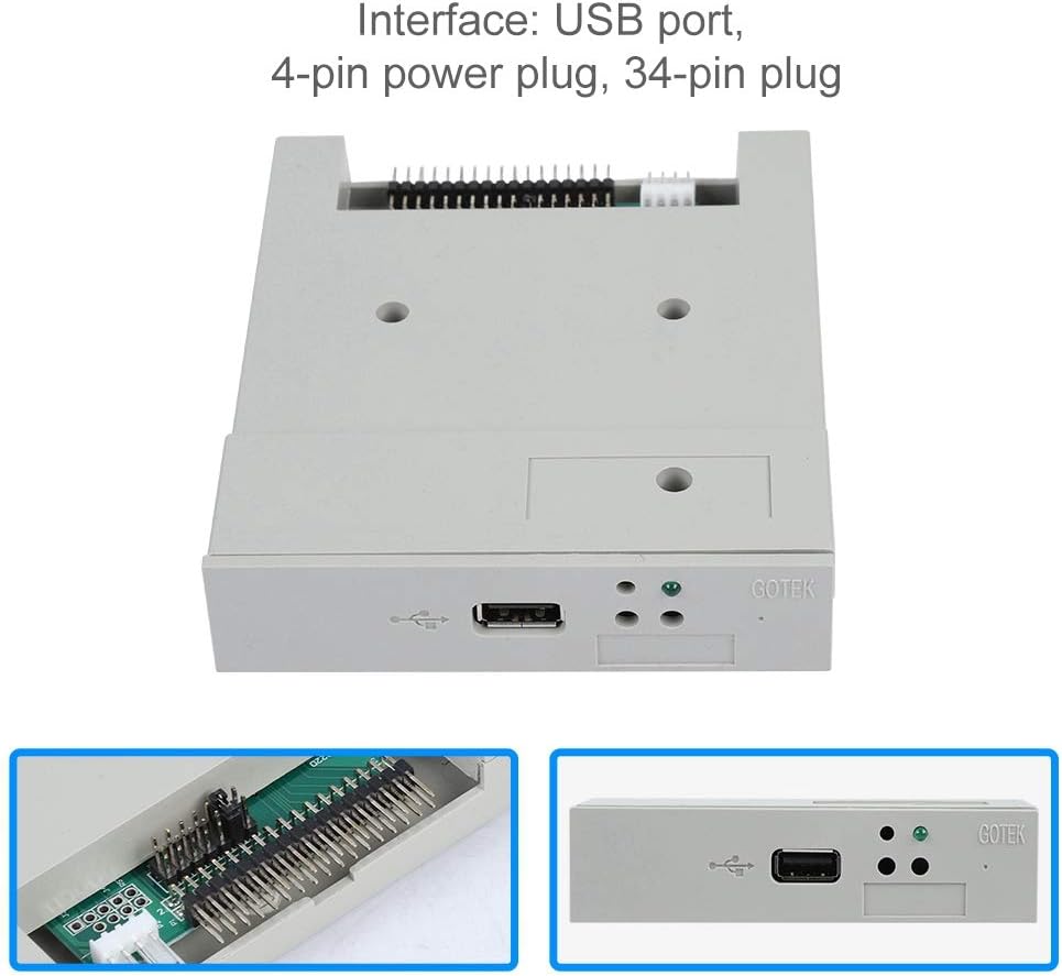 SSD Floppy Drive,Tangxi SFR1M44-U 3.5in 1.44MB USB SSD Floppy Drive Emulator+CD Screws,Plug and Play,Easy to Install,Gray