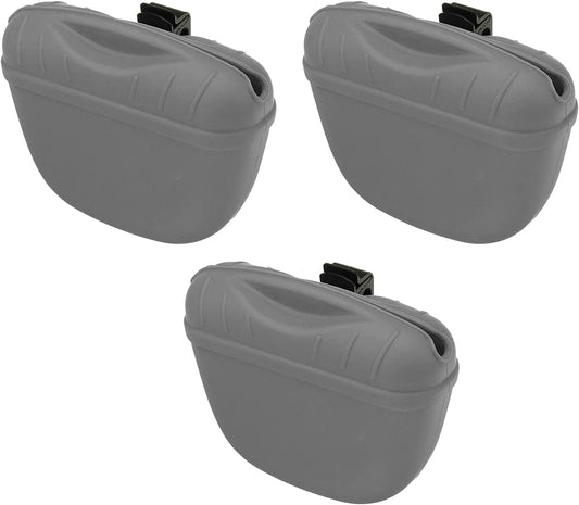 SEIWEI Dog Treat Pouch for Training Silicone, Magnetic Closure Opening Portable Dog Treat Bag for Outdoor Dog Snack 3PCS Gray