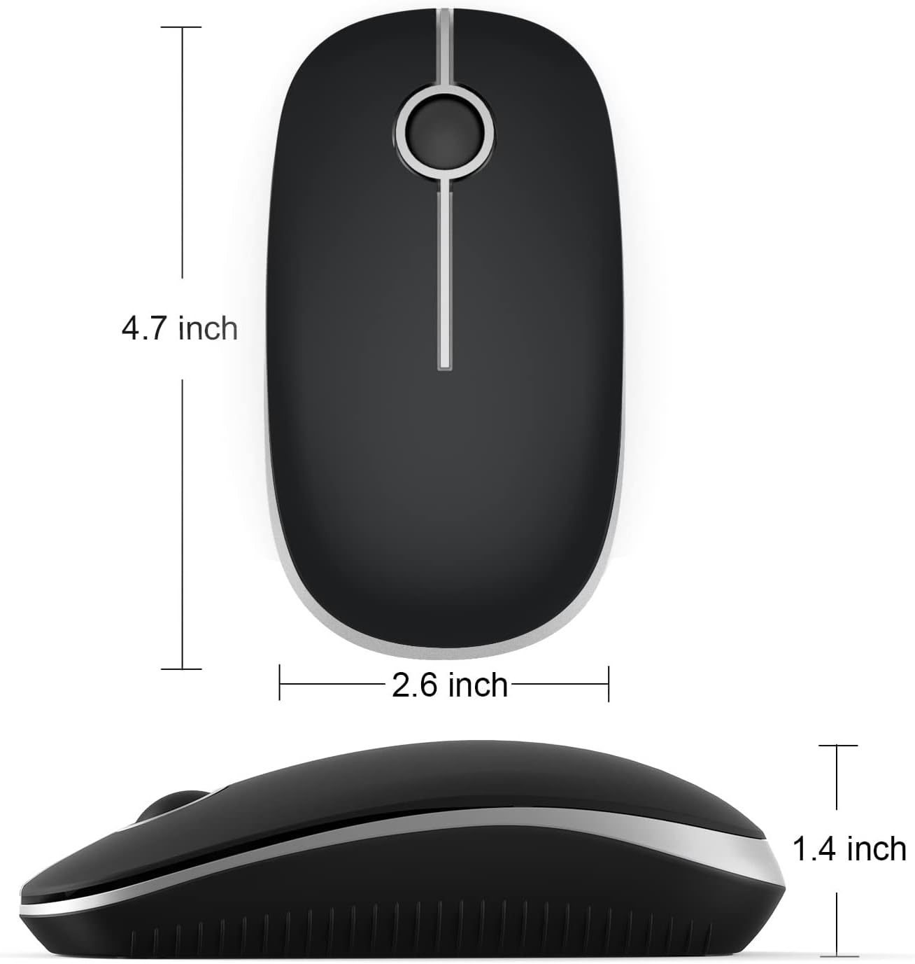 Wireless Mouse, Vssoplor 2.4G Slim Portable Computer Mice with Nano Receiver for Notebook, PC, Laptop, Computer (Black and Sapphire Blue)