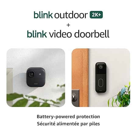 Blink Outdoor 2K+ and Video Doorbell – Two-year battery life, smart detection, Sync Module Core included – 5 cameras + Video Doorbell (black)