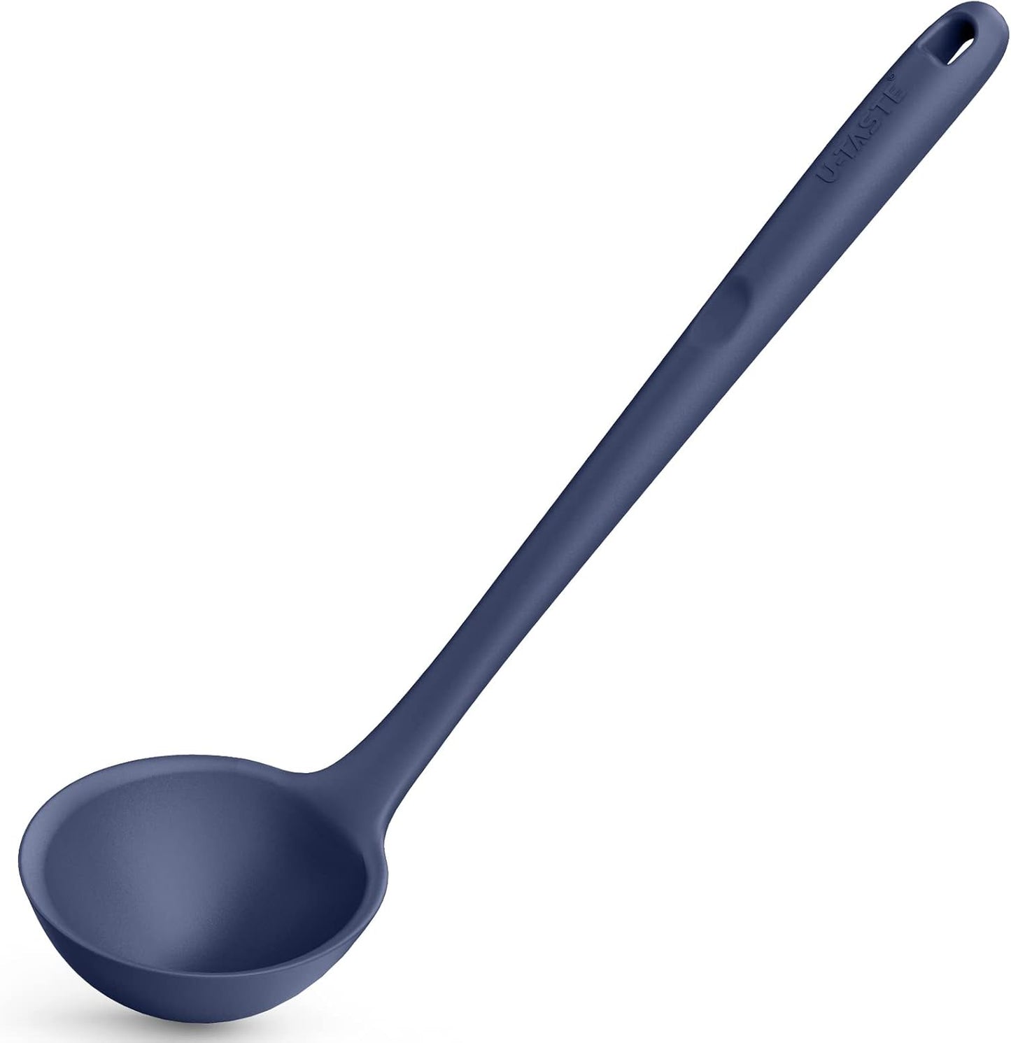 13 inch Silicone Soup Ladle: U-Taste 600ºF Heat Resistant 4 oz Large Non-Stick Seamless Rubber Kitchen Deep Serving Spoon with Non-Slip Solid Long Handle for Cooking Sauce/Stews/Gravies/Chili(Purple)